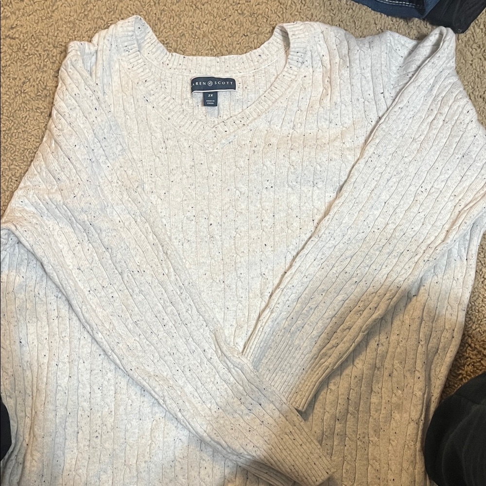 Karen Scott Cream Ribbed Sweater